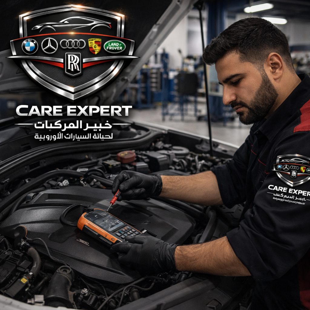 فني خبير المركبات يفحص المحرك