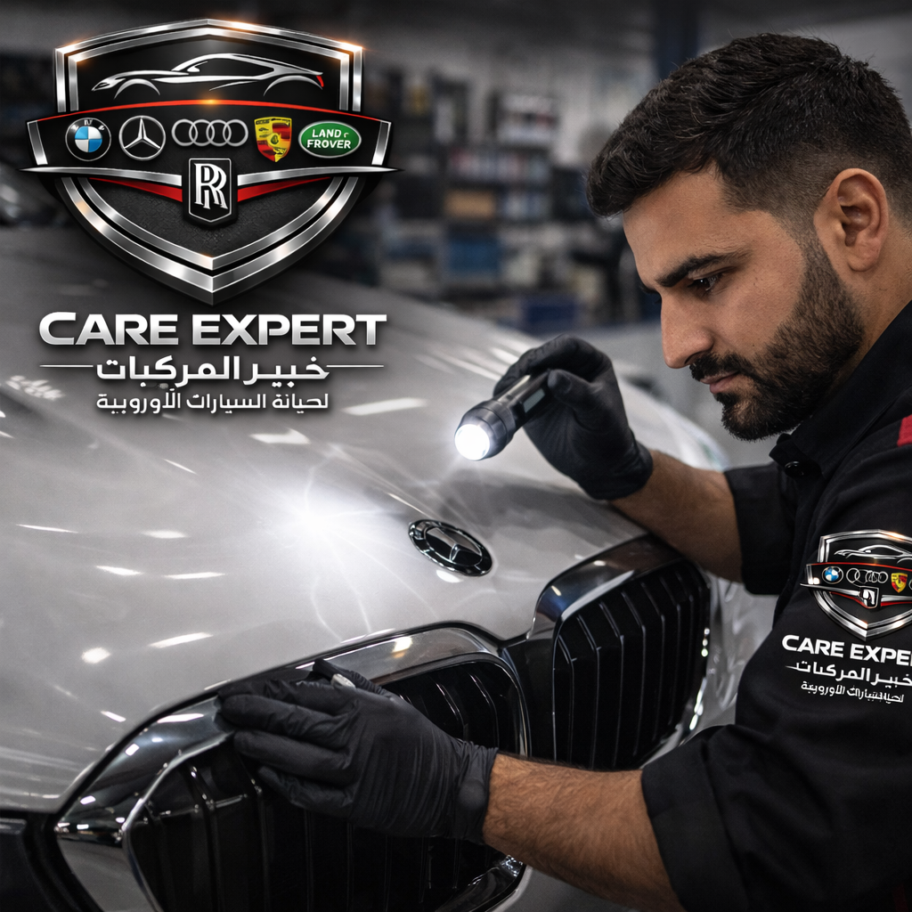 فني خبير المركبات يفحص سيارة BMW